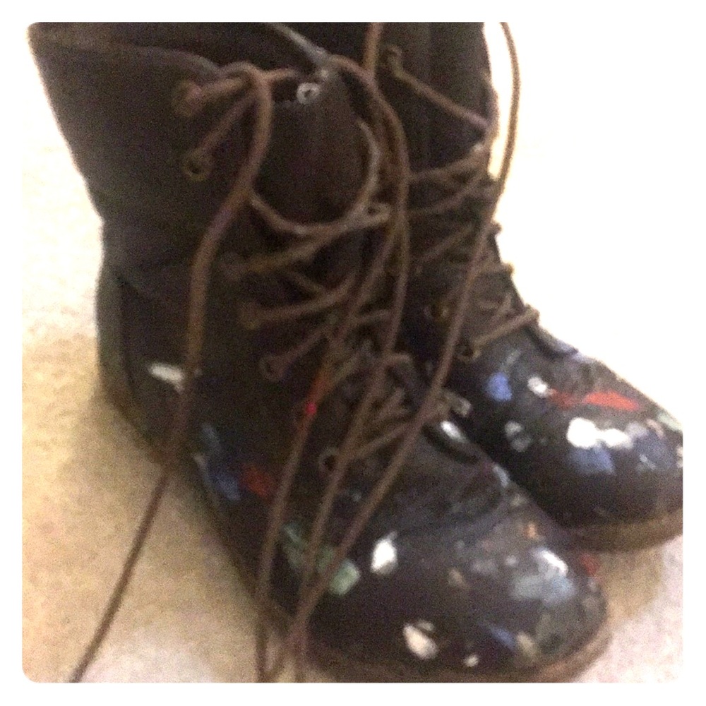 Grunge Paint-Speckled Combat Boots